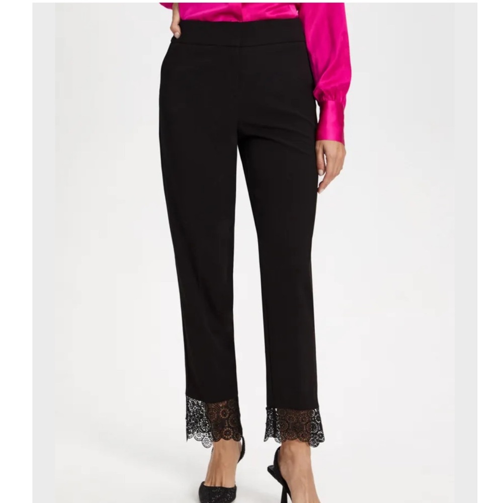 Laura Lace Trim Straight Leg Pants Black